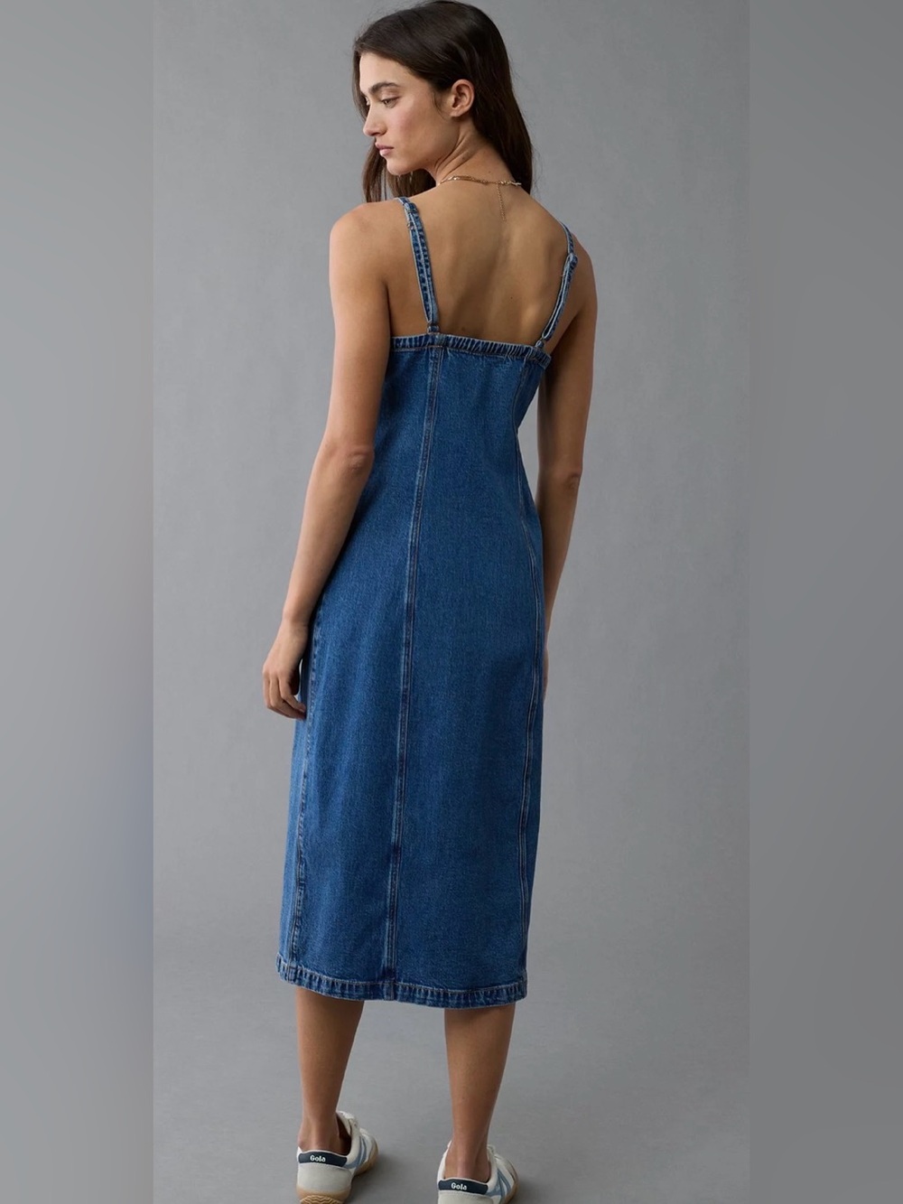 American Eagle Denim Button-Front Dress - Blue - Picture 2 of 5